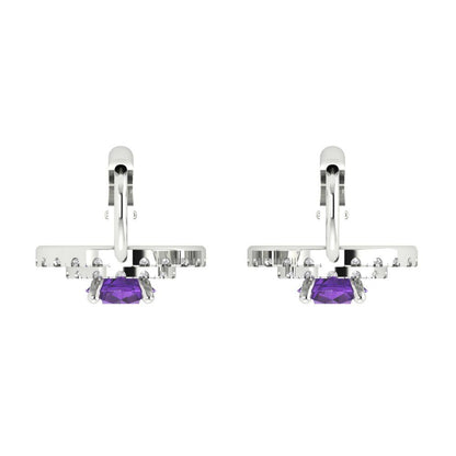 1.35cttw Amethyst Gold-Plated 925 Silver Lever Back Drop Dangle Earrings