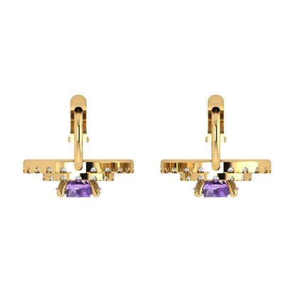1.35cttw Alexandrite Gold-Plated 925 Silver Lever Back Drop Dangle Earrings
