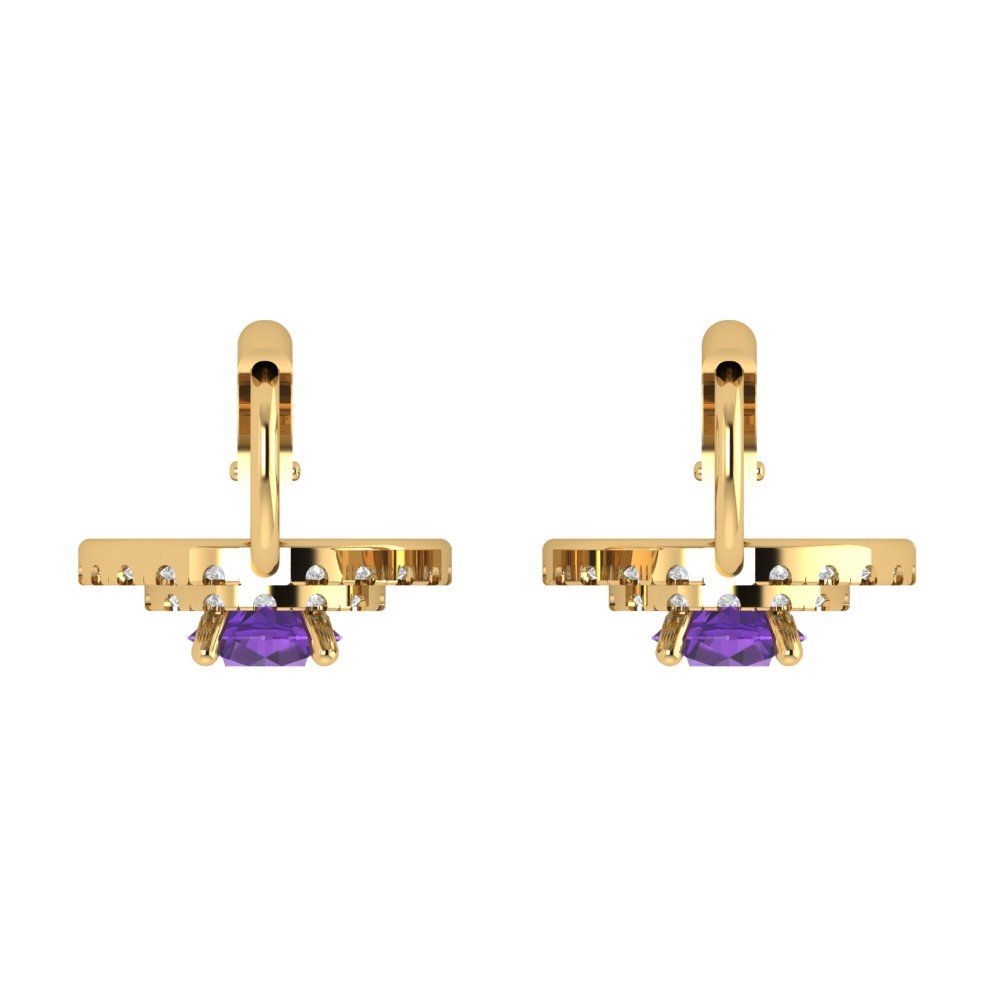 1.35cttw Amethyst Gold-Plated 925 Silver Lever Back Drop Dangle Earrings