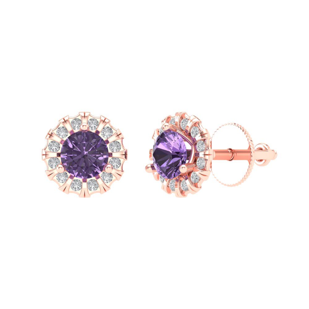 0.8808cttw Alexandrite Gold-Plated 925 Silver Screw Back Stud Earrings