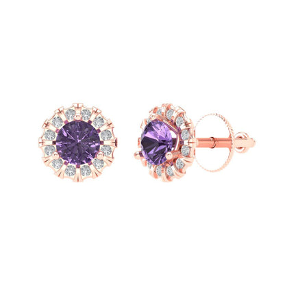 0.8808cttw Alexandrite Gold-Plated 925 Silver Screw Back Stud Earrings