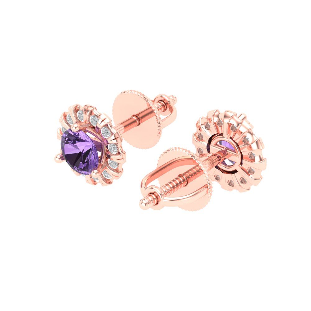 0.8808cttw Alexandrite Gold-Plated 925 Silver Screw Back Stud Earrings