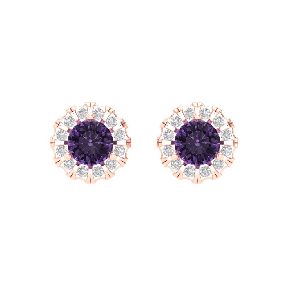 0.8808cttw Alexandrite Gold-Plated 925 Silver Screw Back Stud Earrings