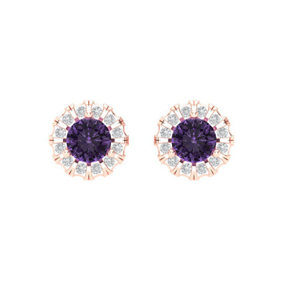 0.8808cttw Alexandrite Gold-Plated 925 Silver Screw Back Stud Earrings