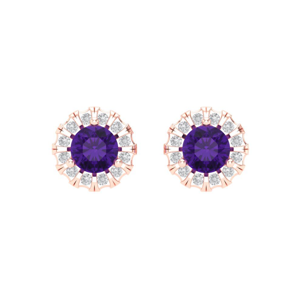 0.8808cttw Amethyst Gold-Plated 925 Silver Screw Back Stud Earrings