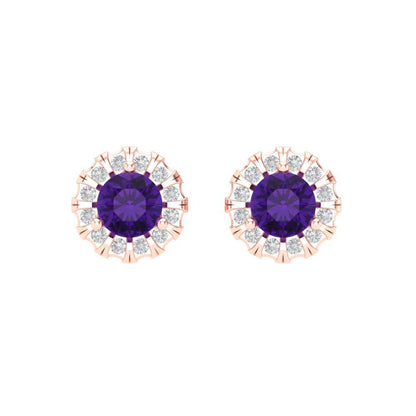 0.8808cttw Amethyst Gold-Plated 925 Silver Screw Back Stud Earrings