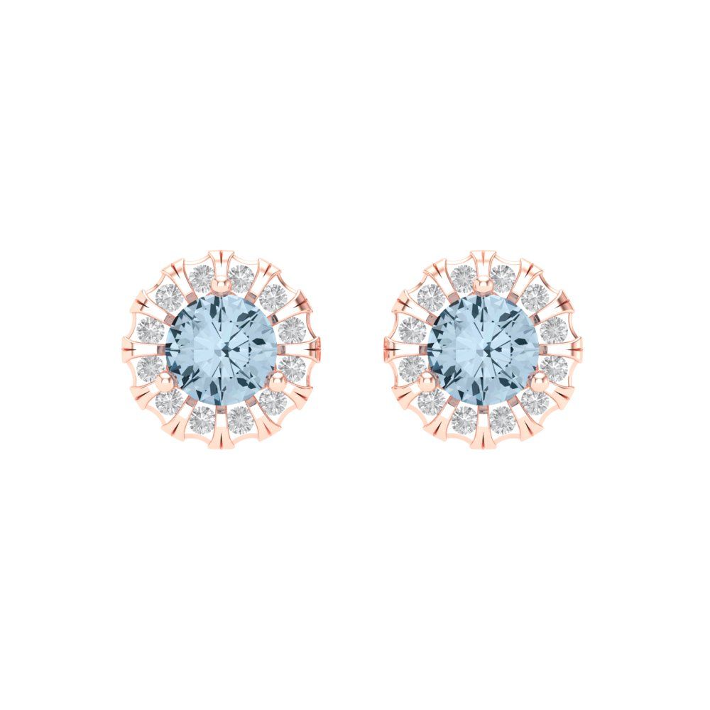 0.8808cttw Aquamarine Gold-Plated 925 Silver Screw Back Stud Earrings