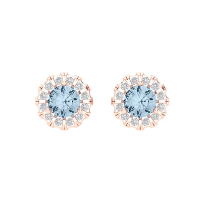 0.8808cttw Aquamarine Gold-Plated 925 Silver Screw Back Stud Earrings