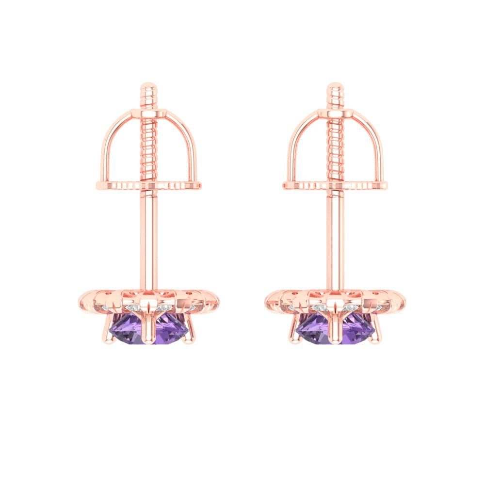 0.8808cttw Alexandrite Gold-Plated 925 Silver Screw Back Stud Earrings