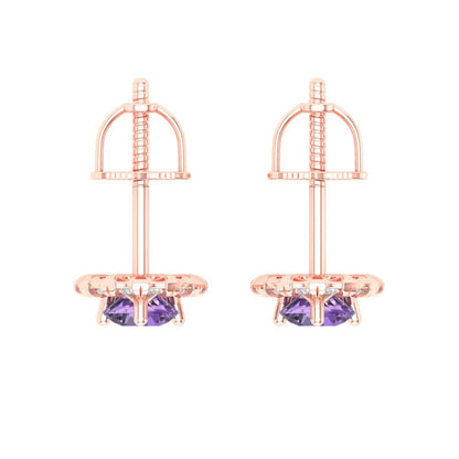 0.8808cttw Alexandrite Gold-Plated 925 Silver Screw Back Stud Earrings