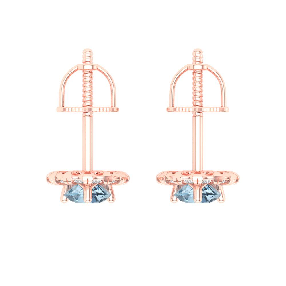 0.8808cttw Aquamarine Gold-Plated 925 Silver Screw Back Stud Earrings