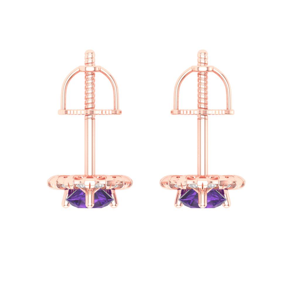0.8808cttw Amethyst Gold-Plated 925 Silver Screw Back Stud Earrings
