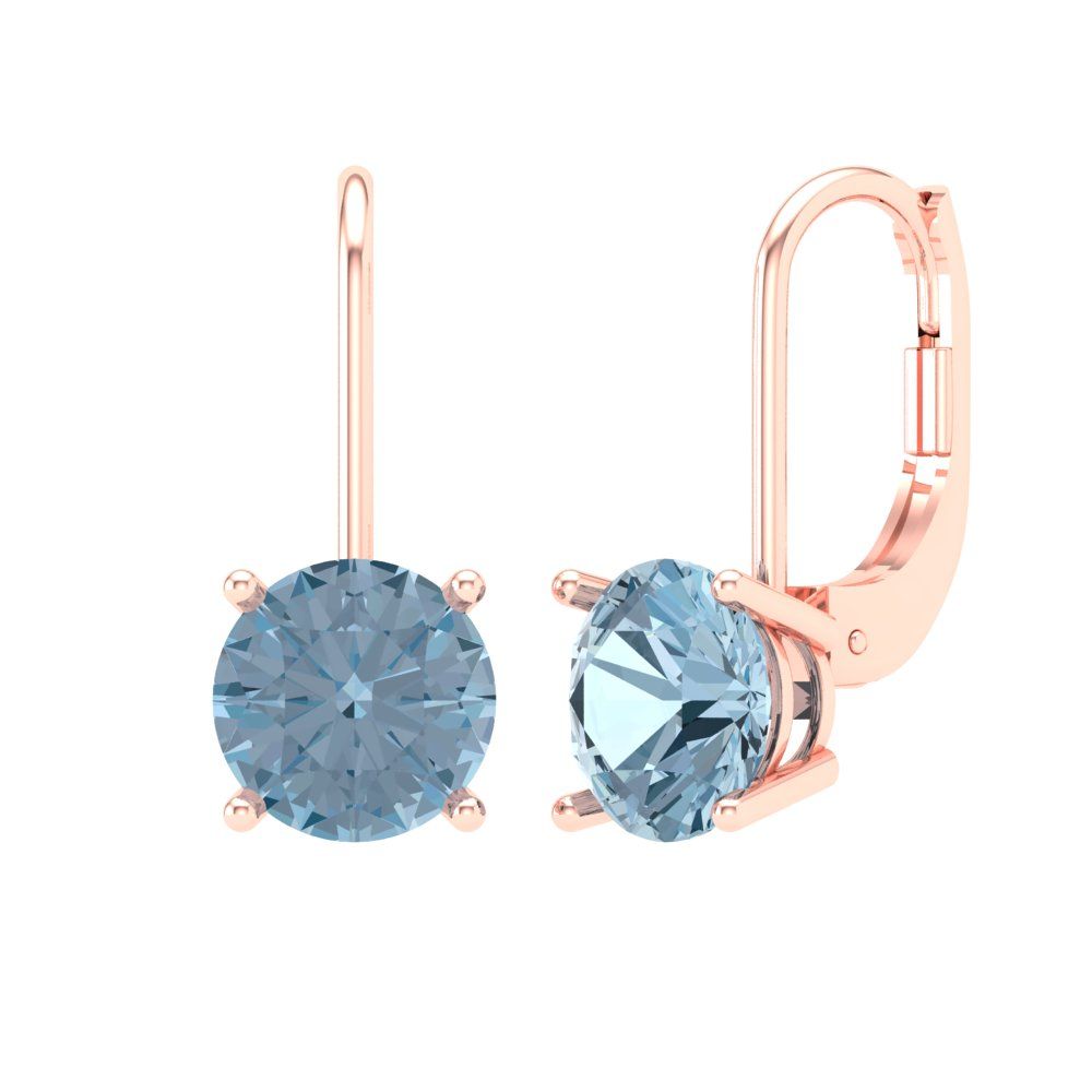 4cttw Aquamarine Gold-Plated 925 Silver Lever Back Drop Dangle Earrings