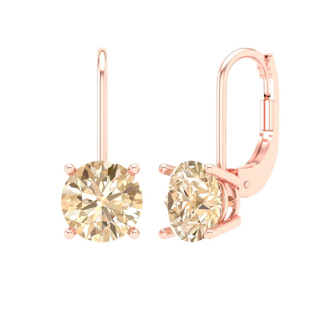 4 ctw Morganite Drop Dangle Earrings | 8.0mm Round Cut White Gold Lever Back | February Birthstone