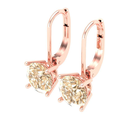 4 ctw Morganite Drop Dangle Earrings | 8.0mm Round Cut White Gold Lever Back | February Birthstone