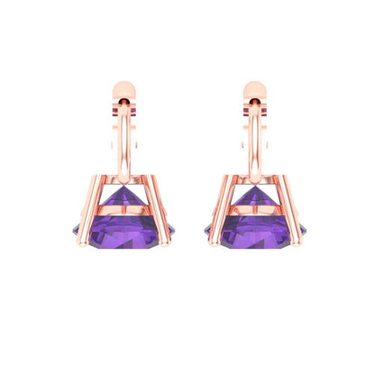 4cttw Amethyst Gold-Plated 925 Silver Lever Back Drop Dangle Earrings