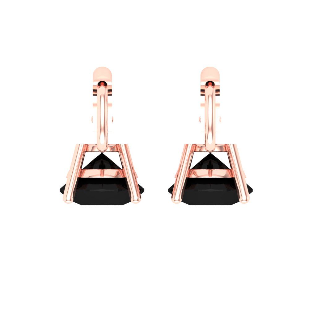 4 ctw Onyx Drop Dangle Earrings | 8.0mm Round Cut White Gold Lever Back | July Birthstone