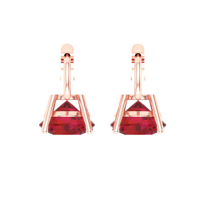 4 ctw Pink Tourmaline Drop Dangle Earrings | 8.0mm Round Cut White Gold Lever Back | April Birthstone