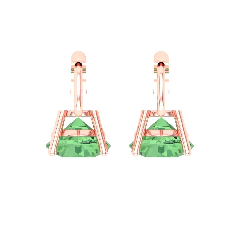 4 ctw Green Zirconia Drop Dangle Earrings | 8.0mm Round Cut White Gold Lever Back | April Birthstone