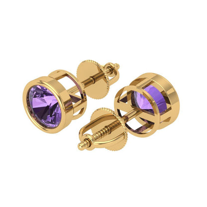 2cttw Alexandrite Gold-Plated 925 Silver Screw Back Stud Earrings