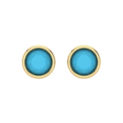 2 ctw Turquoise Studs Earrings | 6.5mm Round Cut White Gold Screw back | December Birthstone
