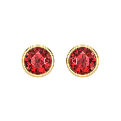 2 ctw Garnet Studs Earrings | 6.5mm Round Cut White Gold Screw back | January Birthstone