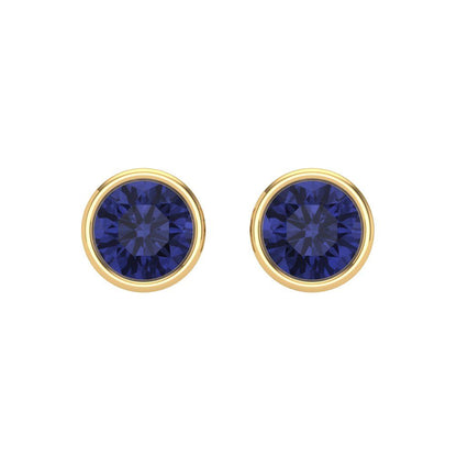 2 ctw Tanzanite Studs Earrings | 6.5mm Round Cut White Gold Screw back | December Birthstone