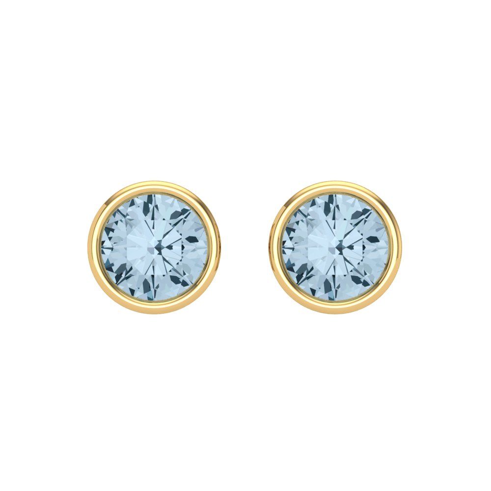 2cttw Aquamarine Gold-Plated 925 Silver Screw Back Stud Earrings