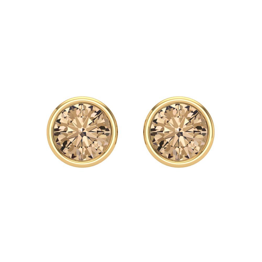 2 ctw Yellow Moissanite Studs Earrings | 6.5mm Round Cut White Gold Screw back | April Birthstone