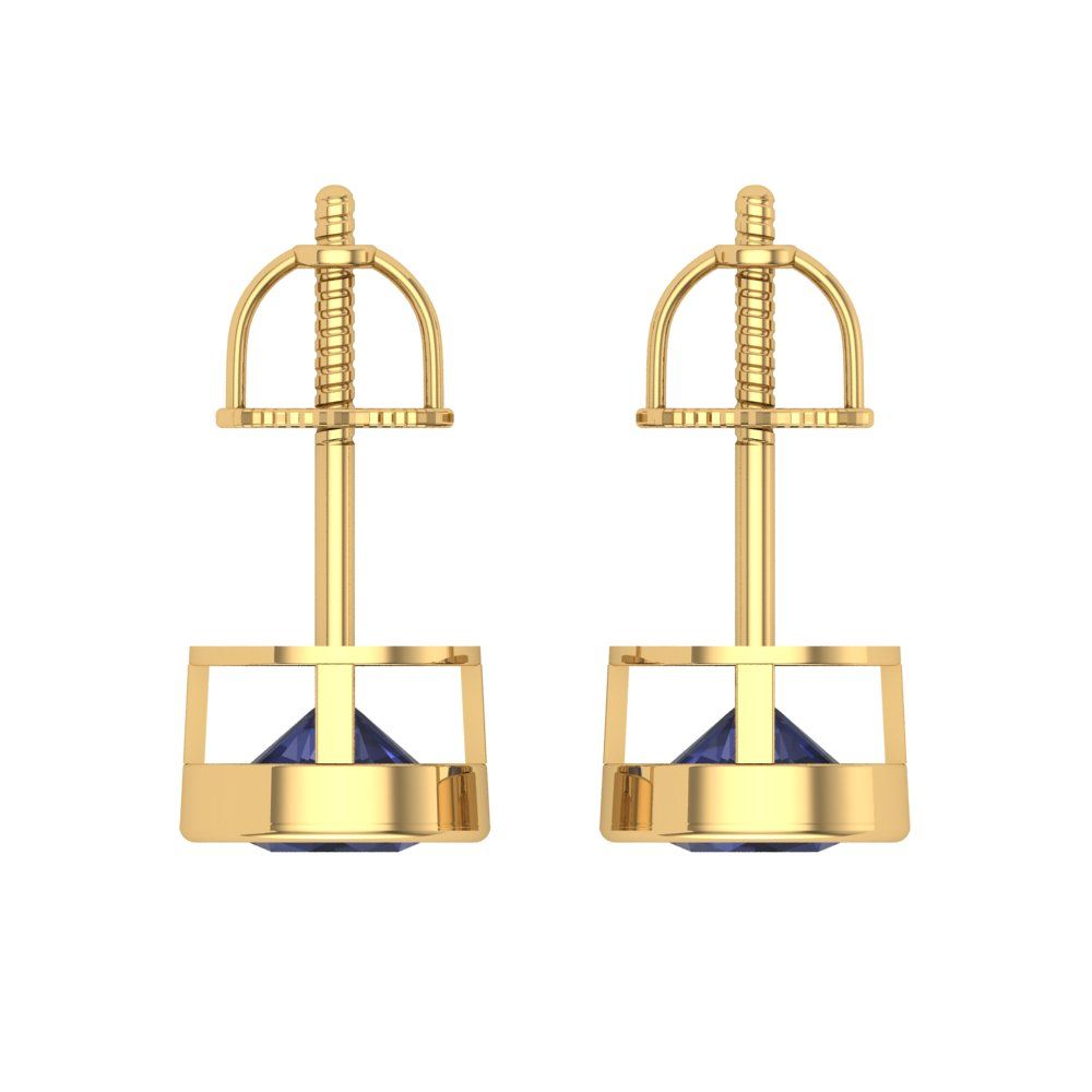 2 ctw Blue Sapphire Studs Earrings | 6.5mm Round Cut White Gold Screw back | September Birthstone