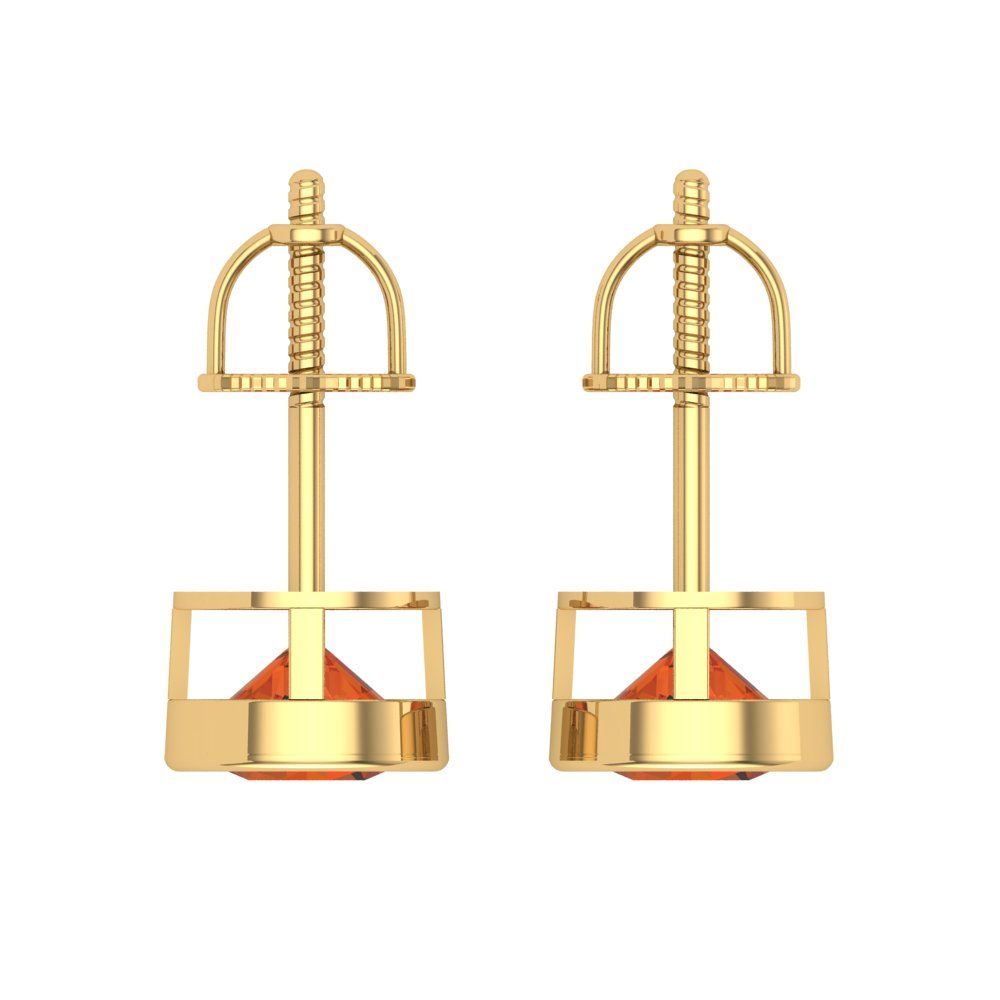 2 ctw Red Zirconia Studs Earrings | 6.5mm Round Cut White Gold Screw back | April Birthstone