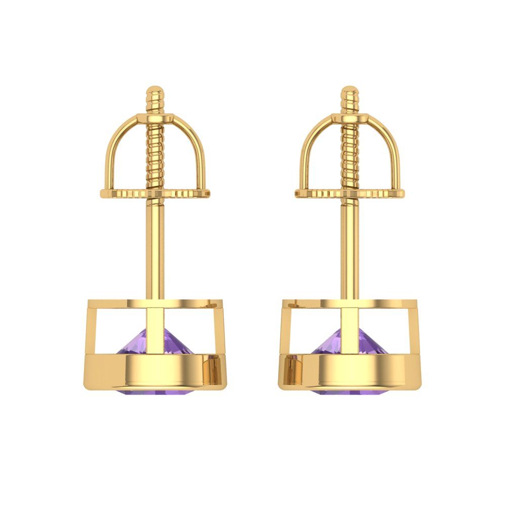 2cttw Alexandrite Gold-Plated 925 Silver Screw Back Stud Earrings