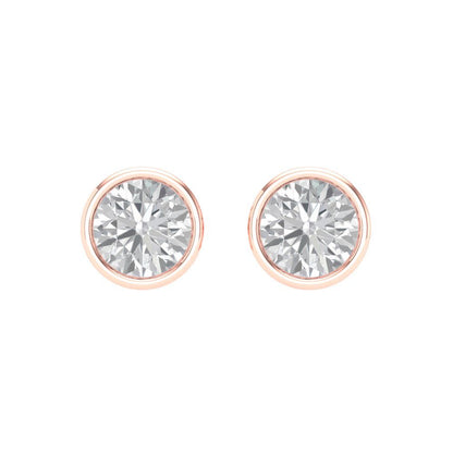 2 ctw Moissanite Studs Earrings | 6.5mm Round Cut White Gold Screw back | April Birthstone