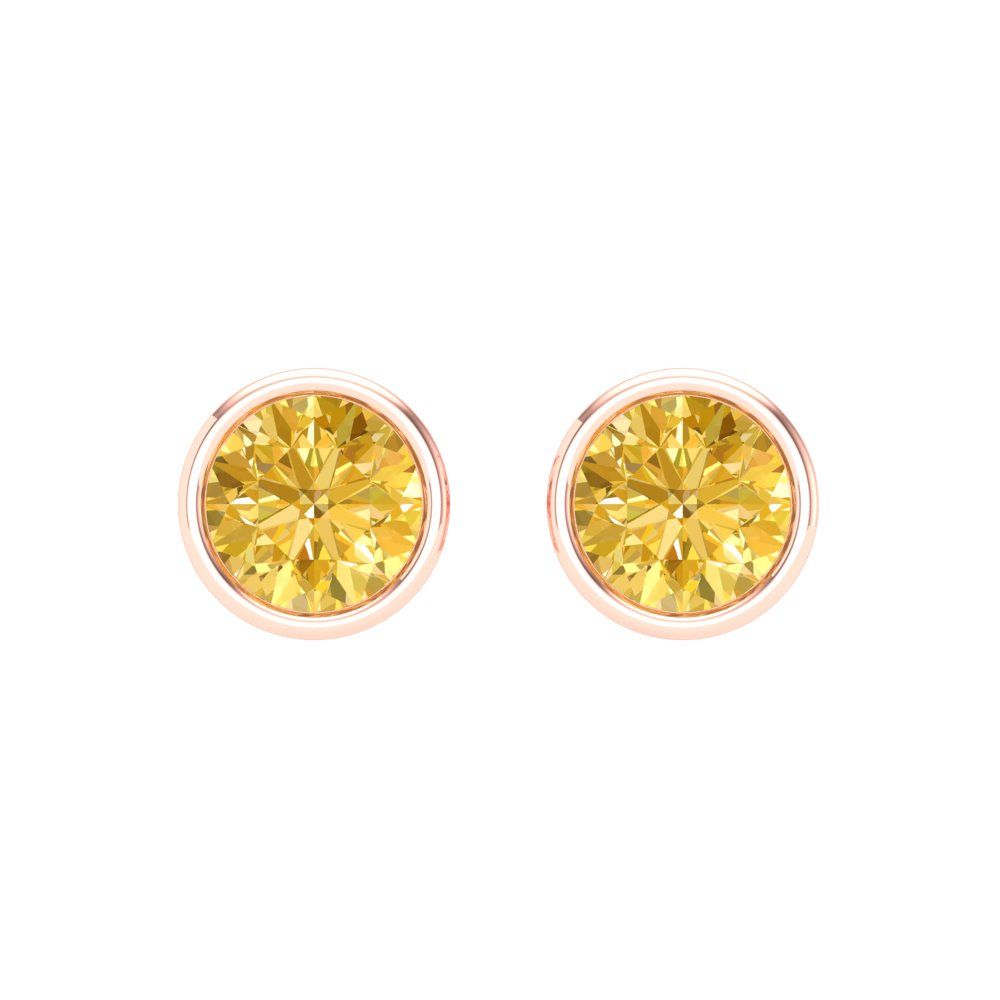 2 ctw Citrine Studs Earrings | 6.5mm Round Cut White Gold Screw back | November Birthstone