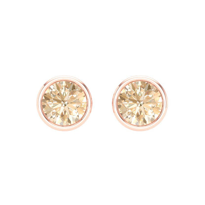 2 ctw Morganite Studs Earrings | 6.5mm Round Cut White Gold Screw back | February Birthstone