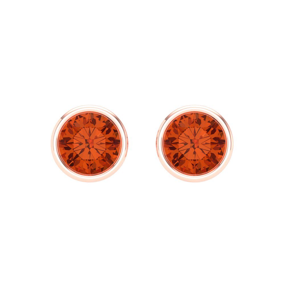 2 ctw Red Zirconia Studs Earrings | 6.5mm Round Cut White Gold Screw back | April Birthstone