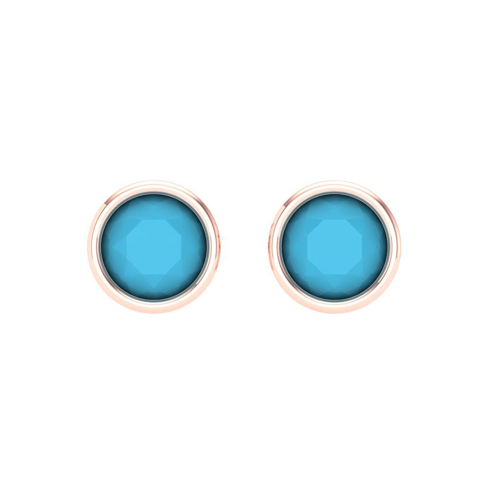 2 ctw Turquoise Studs Earrings | 6.5mm Round Cut White Gold Screw back | December Birthstone
