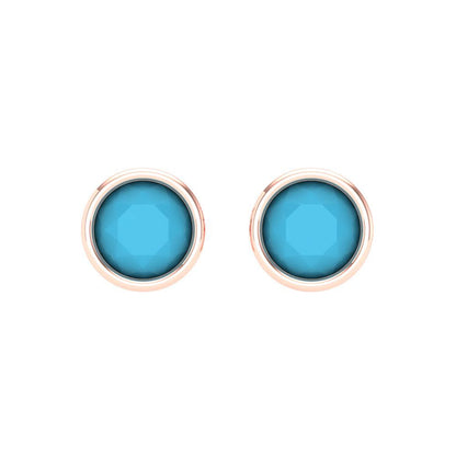2 ctw Turquoise Studs Earrings | 6.5mm Round Cut White Gold Screw back | December Birthstone
