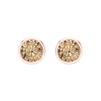 2 ctw Yellow Moissanite Studs Earrings | 6.5mm Round Cut White Gold Screw back | April Birthstone