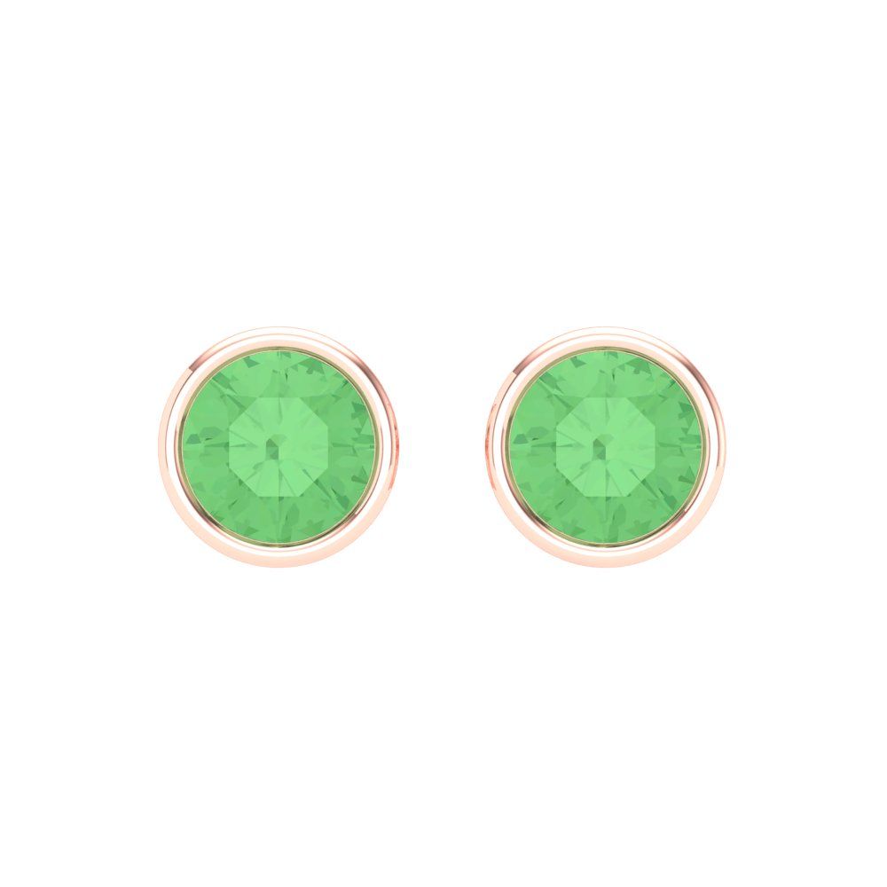 2 ctw Green Zirconia Studs Earrings | 6.5mm Round Cut White Gold Screw back | April Birthstone