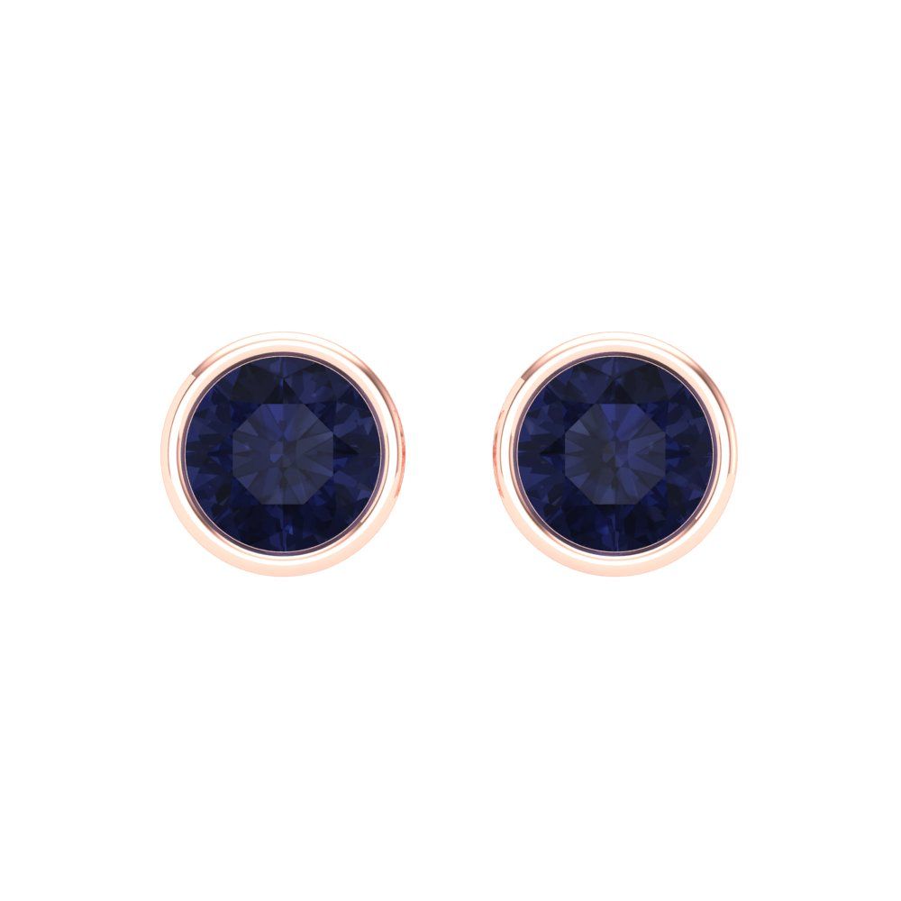 2 ctw Blue Sapphire Studs Earrings | 6.5mm Round Cut White Gold Screw back | September Birthstone