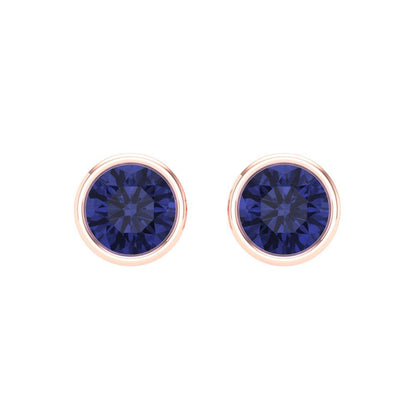 2 ctw Tanzanite Studs Earrings | 6.5mm Round Cut White Gold Screw back | December Birthstone