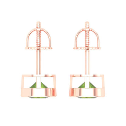 2 ctw Peridot Studs Earrings | 6.5mm Round Cut White Gold Screw back | August Birthstone