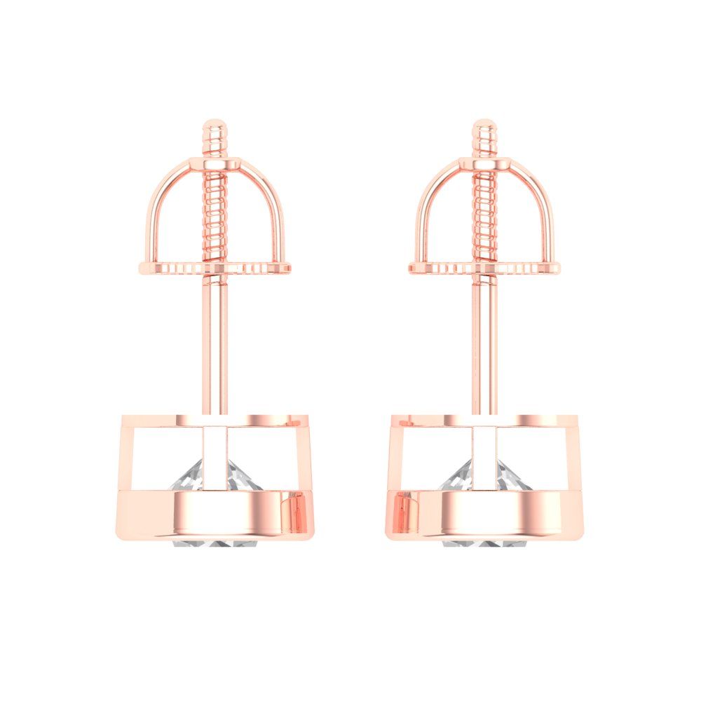 2 ctw Moissanite Studs Earrings | 6.5mm Round Cut White Gold Screw back | April Birthstone
