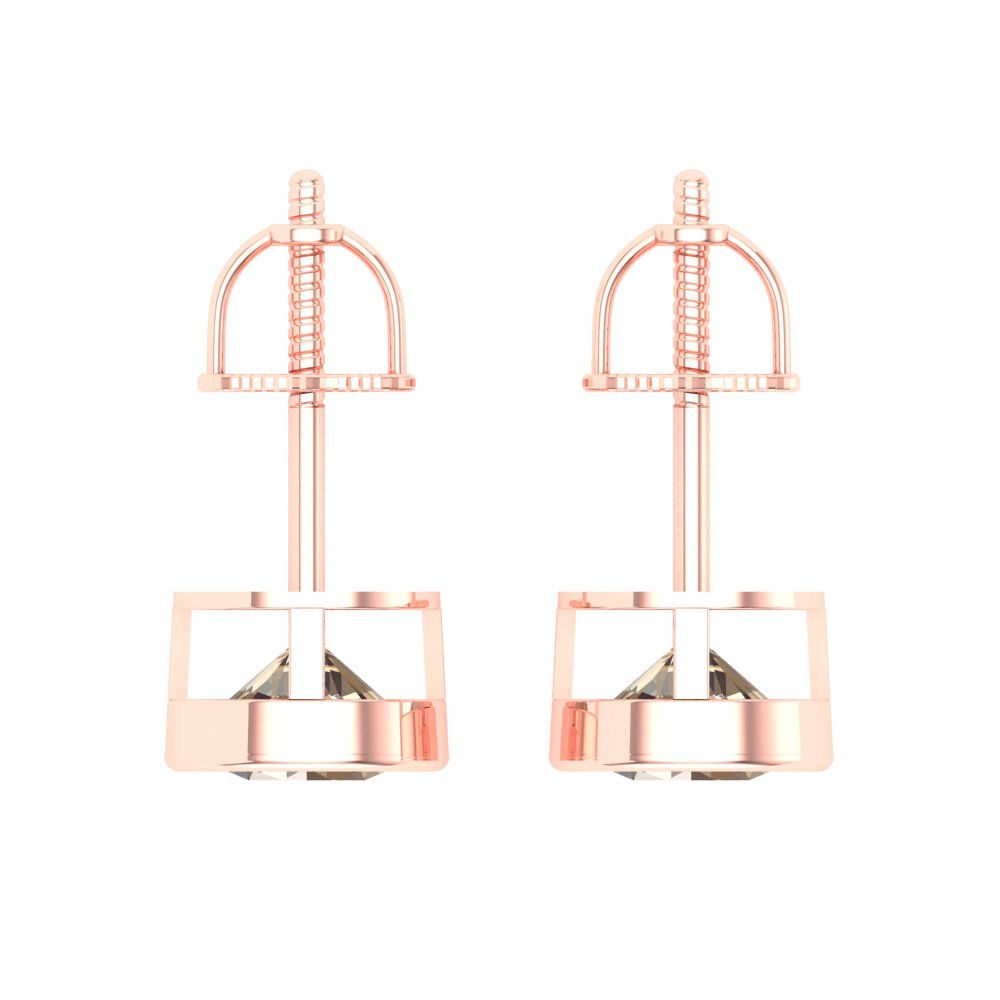 2 ctw Yellow Moissanite Studs Earrings | 6.5mm Round Cut White Gold Screw back | April Birthstone