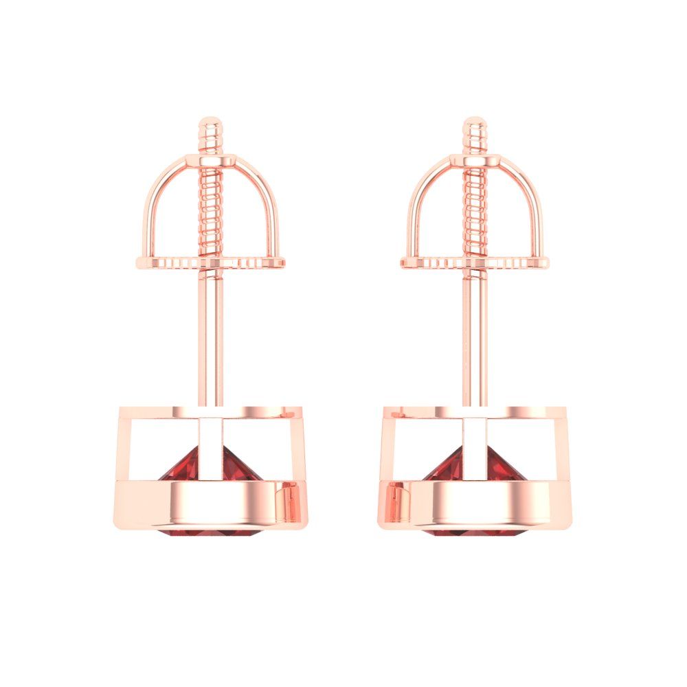 2 ctw Garnet Studs Earrings | 6.5mm Round Cut White Gold Screw back | January Birthstone