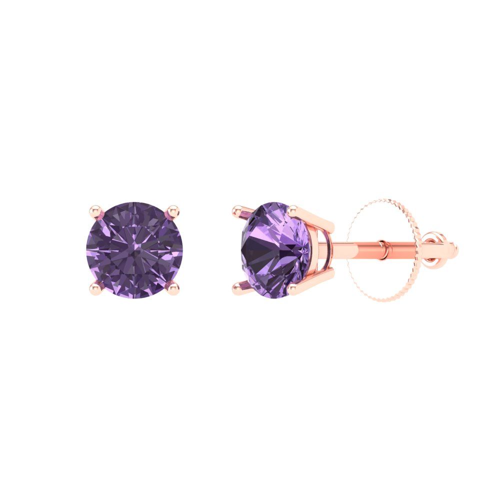 0.2cttw Alexandrite Gold-Plated 925 Silver Screw Back Stud Earrings