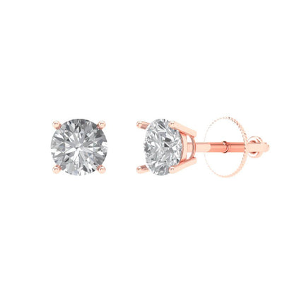0.2 ctw Zirconia Diamond Studs Earrings | 3.0mm Round Cut White Gold Screw back | April Birthstone