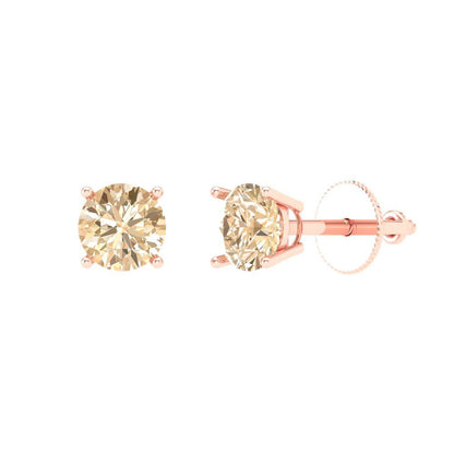 0.2 ctw Morganite Studs Earrings | 3.0mm Round Cut White Gold Screw back | February Birthstone