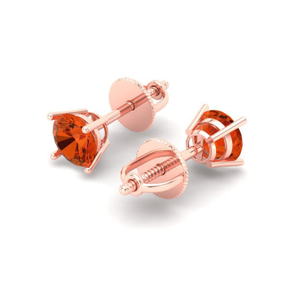 0.2 ctw Red Zirconia Studs Earrings | 3.0mm Round Cut White Gold Screw back | April Birthstone
